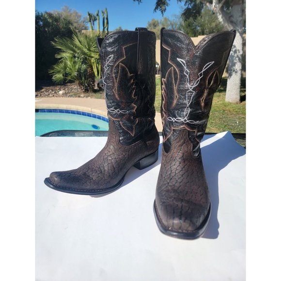 MONTANA GENUINE BULL NECK COWBOY WESTERN BOOT DARK BROWN MADE IN MEXICO Sz 101/2 - Picture 2 of 16